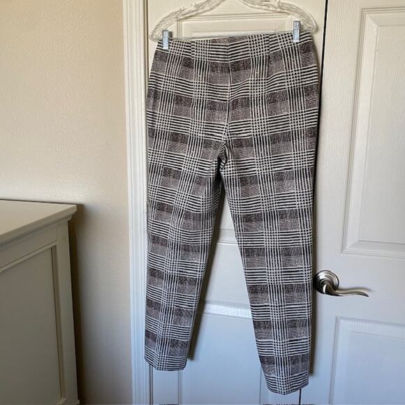 Nic+Zoe Modern Plaid Pants Pull-On Brown‎ & Ivory Straight Leg Women's Small - Picture 3 of 9